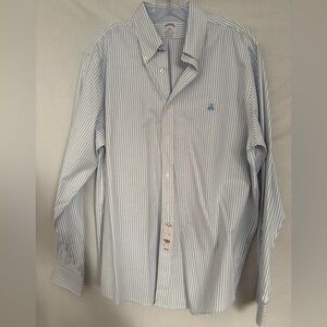 Brooks Brothers New With Tags Long Sleeve Polo Blue White Striped. Beautiful!